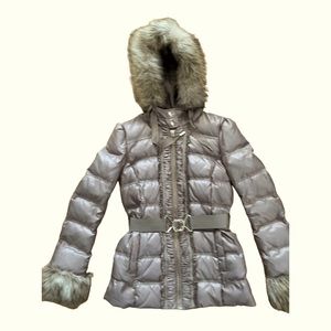 Juicy Couture Grey/taupe down puffer parka. Size Small